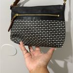 Fossil Fiona Striped Crossbody Bag Purse Handbag Black White Brown With Key N Black Photo 2