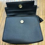Black Textured Faux Leather Small Satchel Handbag Purse 8 x 6.5 Inch Photo 2