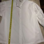H&M White 100% Cotton 3/4 Puffy Sleeve Blouse Top Button Down Size 8 Photo 7