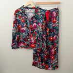Anthropologie FLOREAT x | Silky Sleep Pajama PJ Top & Bottom Set Floral | Large Photo 1
