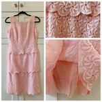 Vintage 1960s Powder Pink Floral Lace Sleeveless Sheath Midi Dress, sz. S Photo 3