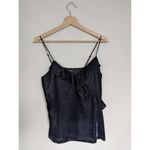 J.Crew Ruffle Velvet Cami Top Womens Size 0 V-Neck Black Photo 1