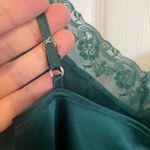 Emerald Green Satin Midi Slip Dress Lace Vintage Size Medium Lingerie Nightie Photo 3