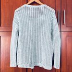Talbots Sweater Chunky Open Weave 100% Cotton Blue White Size Medium Photo 4