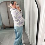 7 For All Mankind Lilac Plaid Sherpa Jacket Photo 1