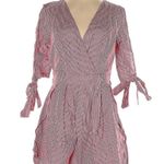 SEEK the Label  Red Gingham Half Tie Sleeve Romper V Neck Wrap Small Photo 0