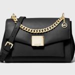 Michael Kors Lita Black Leather Medium Shoulder Crossbody Bag Satchel Handbag Photo 0