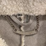 Paparazzi Sherpa Cream Boucle and Gray faux suede zip up Moto Jacket with pockets  XL Photo 6