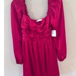 Altar'd State  Red Long Sleeve Ruched Mini Dress Medium Vibrant Wedding Guest Photo 4