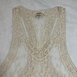 Sans Souci  Sleeveless Scoop Neck Sheer Mesh Tank Size S Crochet Trim Boho Casual Photo 2