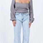Princess Polly Eliza Gray Ribbed Wide Neck Knit Sweater M/L Photo 2