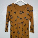 Boden USA Boden Women 8 Tan Brown Oh Deer Print Dress Fit & Flare Jersey 3/4 Sleeve Photo 2