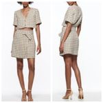 ZARA Tweed Plaid Cutout Dress w/ Ball Knot Buttons V-Neckline Photo 1
