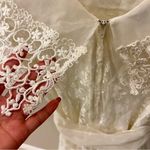 Scott McClintock Vintage lace ivory wedding dress organza silk crochet detail, S Photo 9