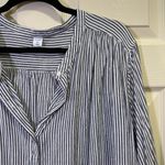 Old Navy  Long Sleeve Collarless Button Down Shirt Size XXL Blue White Stripe Photo 1