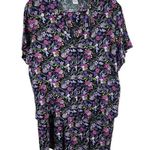 Sag Harbor Black Purple Floral Short Sleeve Button Up Midi Skirt Set PXL Photo 0