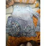 Live and let live Women's  Long Sleeve Tee L Blue Teal Tie-Dye Photo 2