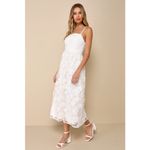 Lulus NWT  Delightful Charisma White Embroidered Sequin Mesh Midi Dress Glam Sz S Photo 6