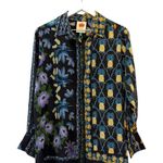 Farm Rio NWT Winter Garden Black Pajama Shirt Button Front Top Floral Size S Photo 0