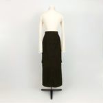 Vintage 90’s Corduroy Cargo Maxi Skirt in Dark Olive | Size 26” Green Photo 1