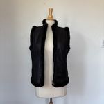 Jaclyn Smith Solid Black Faux Fur Trim Vest Photo 5
