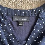 Fortune + Ivy Blue and White 3/4 Sleeve Relaxed Blouse Photo 1