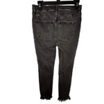Free People  Black Denim Jeans Size 28 Frayed Hem Distressed Stretch Photo 1
