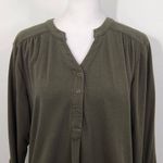 D&Co. Dark Green Knit Top Size Medium Olive Green Half Photo 1
