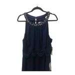 Eliza J Beaded Halter Tiered Chiffon Gown 18 Navy Photo 6