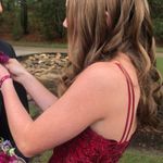 JJ's House Burgundy Homecoming Dress Fit And Flare Satin And Tulle With Appliqué Flowers GORGEOUS! Size 0 Photo 11