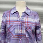Joie  Blue Red Plaid Button Down Roll Tab Shirt Small Photo 2