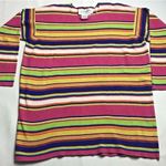 Adrienne Vittadini Vtg 80's Vittadini Sport Tunic Sweater Womens Oversized M Cotton Pink Stripe Photo 0