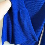 THML Sweater Women L Blue Trumpet Sleeve Royal Fall Business Casual Cozy Modest Photo 2