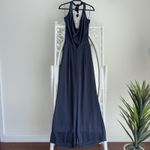 Ramy Brook Jumpsuit Womens 6 Navy Satin Halter Harriet Wide Leg Evening Career Photo 1