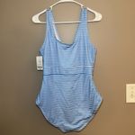 Outdoor Oasis Women’s‎ One Piece Medium Coverage Blue White Striped Swimsuit Size L Photo 5