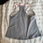 Lululemon Vintage Grey V Neck Tank White Pink Halter Racerback 8 Medium Cropped Photo 2