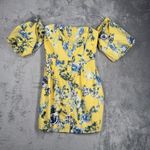 J.O.A. Dress Womens Small Yellow Blue Floral Flowers Off Shoulder Party Wedding Photo 1