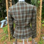 40s or 50s Vintage Wool Plaid Blazer Peter Pan Collar Size Small Gray Photo 8
