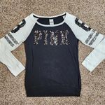 Victoria's Secret Victoria Secret PINK Women's Long Sleeve Sweatshirt Black White Logo Size XS Photo 0