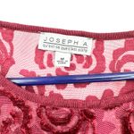 Joseph A  Size Medium Blouse Red 3/4 Sleeve Velvet Rose‎ Semi Sheer Workwear Photo 4