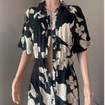 H&M  Button Down Maxi belt Shirt Dress Small Pale Floral Print Stretch Waist #14 Photo 7