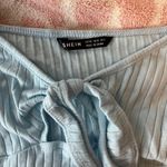 SheIn Cropped Front Tie Baby Blue Top Photo 1