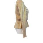 Gianni Bini gold pleated blouse. V-Neck Long sleeves. Size:XS Photo 3