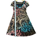 Karen Kane  Swirl Tie Dye Abstract Art Print Double Mesh Knit Nylon Dress‎ Small Photo 4