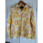 O Shirt Happy Yellow Crinkle Gauze‎ Blouse Womens Plus Size 22W Button Up Church Photo 1