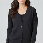 ALL SAINTS Dark Grey Black Cardigan Sweater Mesh Arms 100% Cotton Size 0 Photo 0