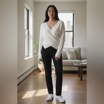 Dazy Elegant White Wrap Sweater Size M Photo 6