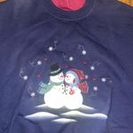 Festive blue Embroidered Snowman Crewneck Sweatshirt vintage holiday medium Photo 1