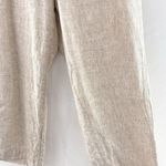 Briggs Women's Linen Blend Wide Leg Crop Pants sz XL Paperbag Waist High Rise Tan Photo 1