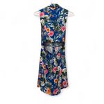 Bershka  Blue Colorful Floral Mini Collared‎ Button Down Dress Sz Small Photo 1